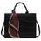 Crocodile Texture PU Leather Shoulder Bag Women Square Crossbody Tote Handbag with Scarf Decor, Size L - Black - 1