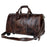 Retro Genuine Cow Leather Trolly Bag for Traveling Men Tote Shoulder Bag with Wheels - 1