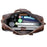 Retro Genuine Cow Leather Trolly Bag for Traveling Men Tote Shoulder Bag with Wheels - 2