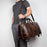 Retro Genuine Cow Leather Trolly Bag for Traveling Men Tote Shoulder Bag with Wheels - 4
