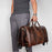 Retro Genuine Cow Leather Trolly Bag for Traveling Men Tote Shoulder Bag with Wheels - 5
