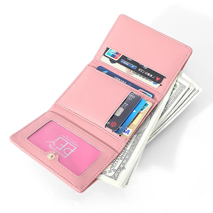 PERFECT FOR YOU 6905-014 Tri-fold Short Wallet PU Leather Zipper Coin Purse for Women - Pink - 2