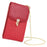 GL-16 Card Holder Small Crossbody Bag Top Layer Cowhide Leather Cellphone Pouch with Chain Strap - Wine Red - 1