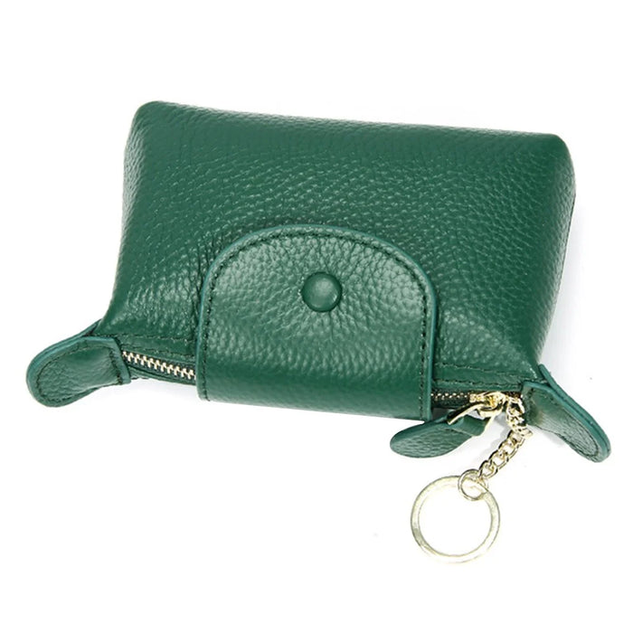 TZ 2308 Top-Layer Cowhide Leather Mini Wallet Coin Small Change Purse Bag - Green - 1