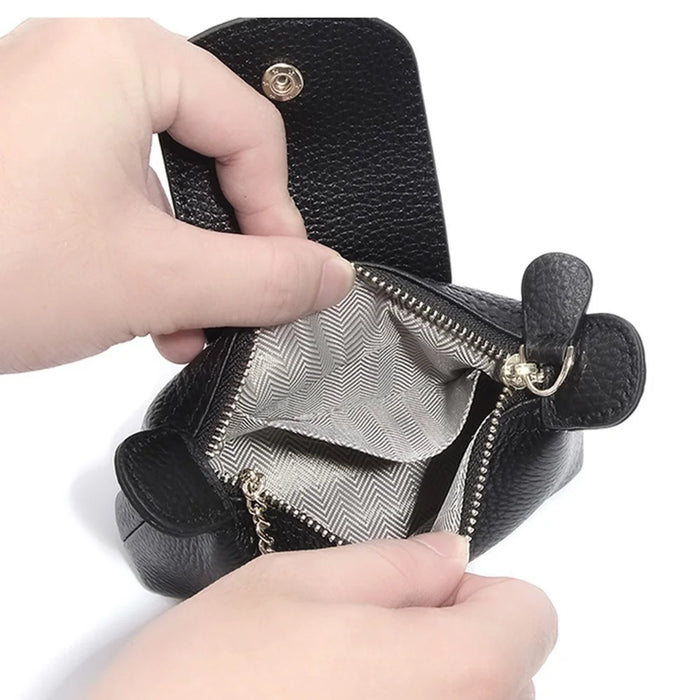 TZ 2308 Top-Layer Cowhide Leather Mini Wallet Coin Small Change Purse Bag - Green - 4