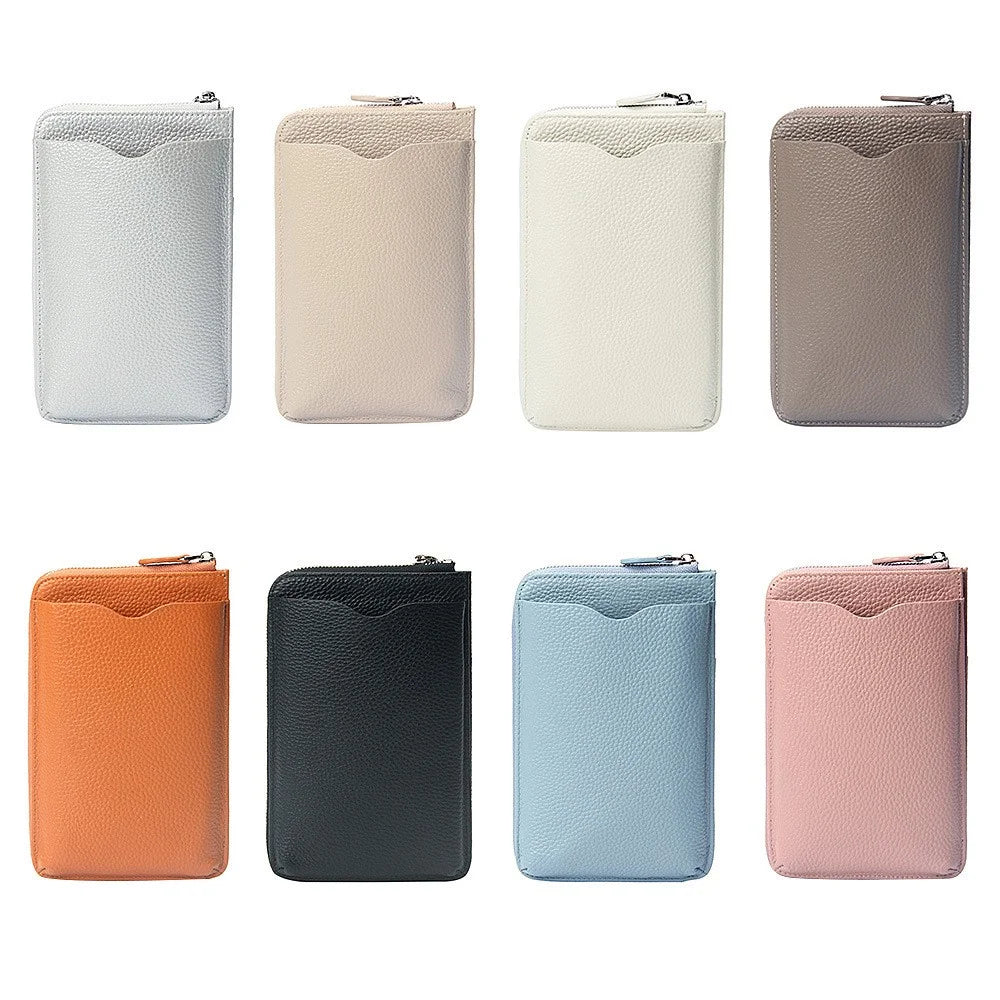0018 Crossbody Phone Carrying Pouch Shoulder Bag Top-Layer Cowhide Leather Wallet Card Holder Bag - Khaki - 7