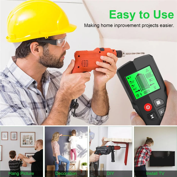 HW-QB5 5-in-1 Wall Detector with Digital Display Electronic Stud Finder Wall Scanner for Wood, Metal, AC - 5