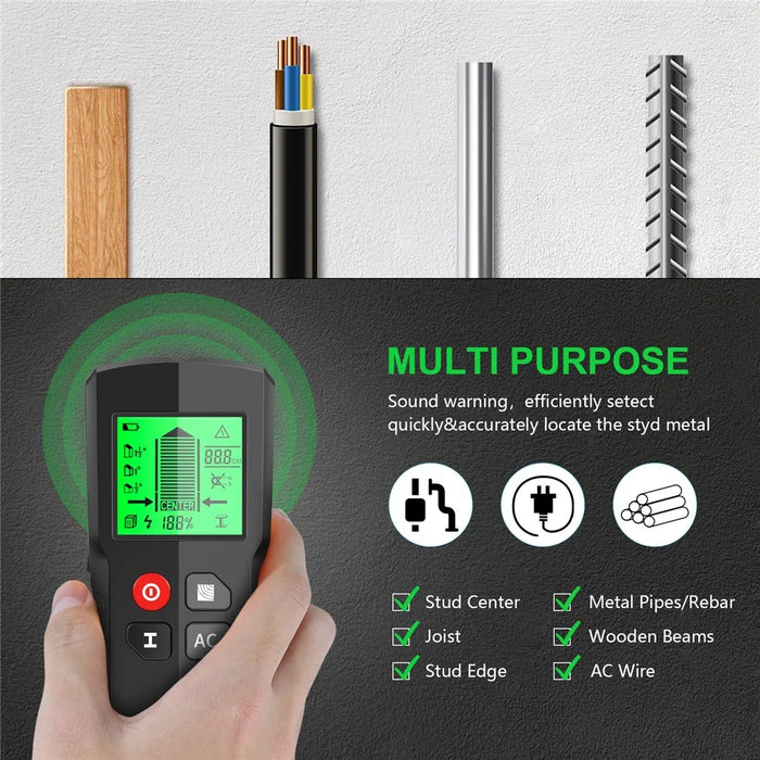 HW-QB5 5-in-1 Wall Detector with Digital Display Electronic Stud Finder Wall Scanner for Wood, Metal, AC - 6