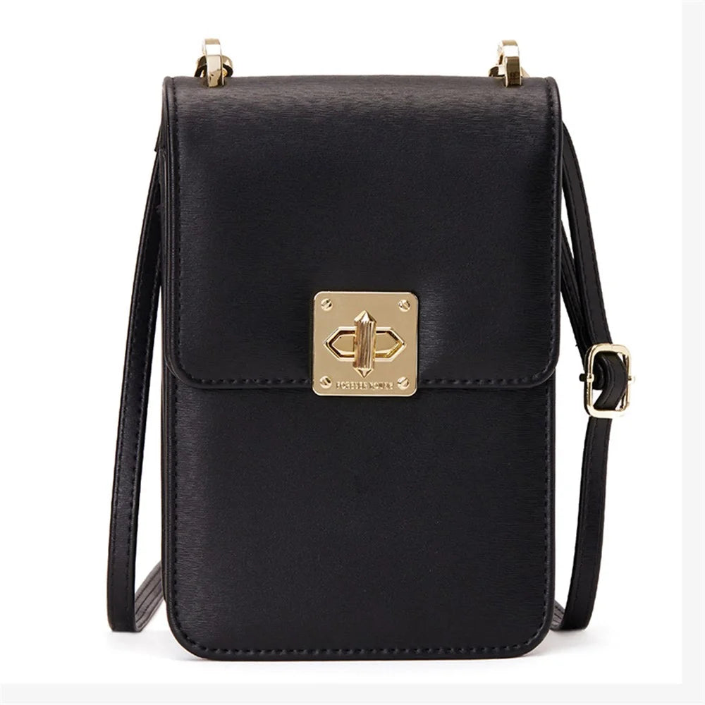FOREVER YOUNG 6318-005 PU Leather Crossbody Phone Carrying Small Pouch Shoulder Bag Wallet - Black - 1