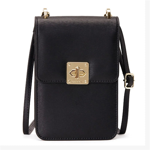 FOREVER YOUNG 6318-005 PU Leather Crossbody Phone Carrying Small Pouch Shoulder Bag Wallet - Black - 1