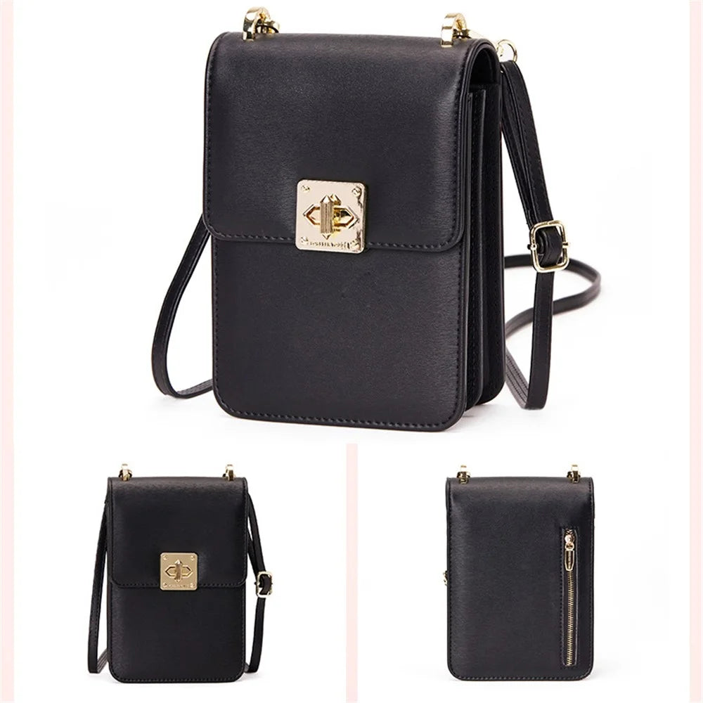 FOREVER YOUNG 6318-005 PU Leather Crossbody Phone Carrying Small Pouch Shoulder Bag Wallet - Black - 3
