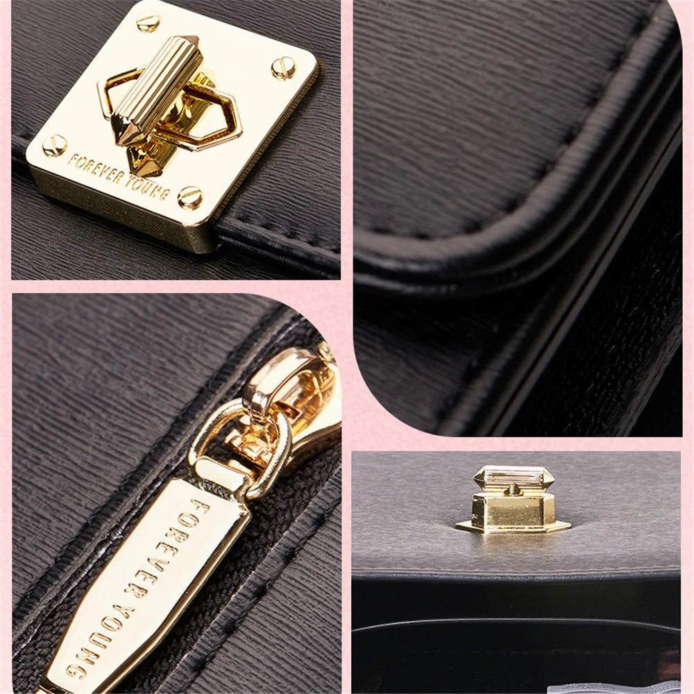FOREVER YOUNG 6318-005 PU Leather Crossbody Phone Carrying Small Pouch Shoulder Bag Wallet - Black - 4