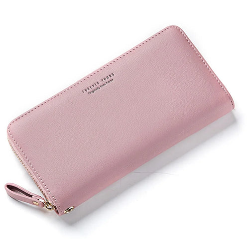 FOREVER YOUNG C7575-10 Women's Wristlet Clutch Purse Long Wallet PU Leather Cell Phone Pouch Bag - Pink - 1