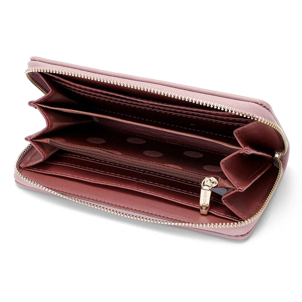 FOREVER YOUNG C7575-10 Women's Wristlet Clutch Purse Long Wallet PU Leather Cell Phone Pouch Bag - Pink - 2