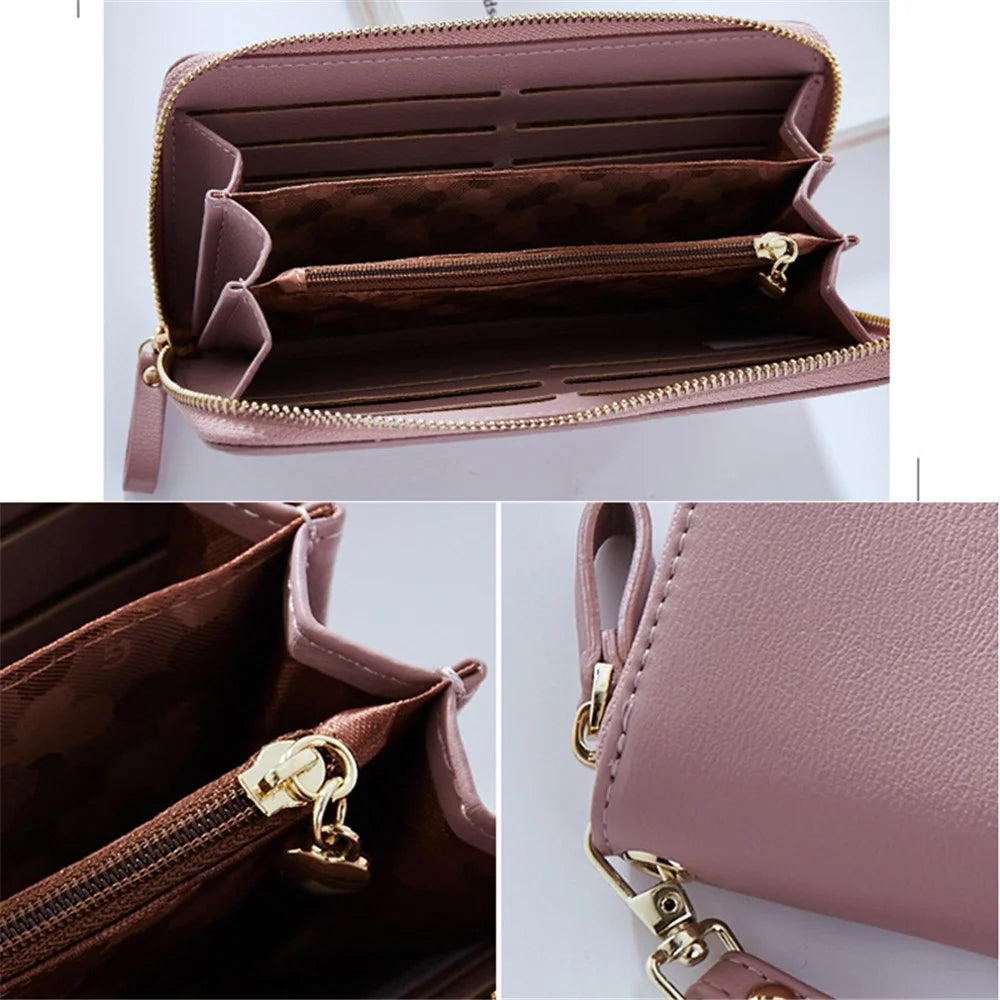 FOREVER YOUNG C7575-10 Women's Wristlet Clutch Purse Long Wallet PU Leather Cell Phone Pouch Bag - Pink - 4