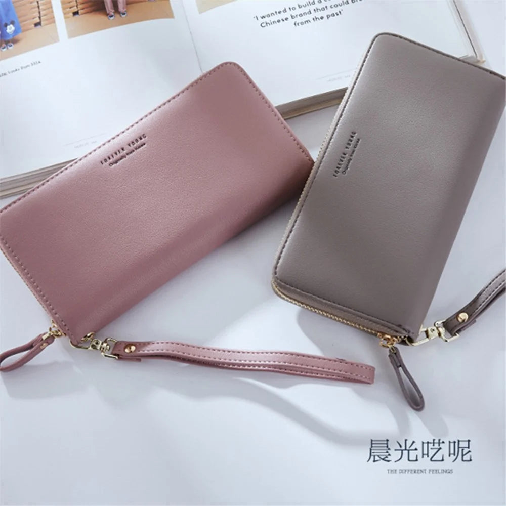 FOREVER YOUNG C7575-10 Women's Wristlet Clutch Purse Long Wallet PU Leather Cell Phone Pouch Bag - Pink - 6