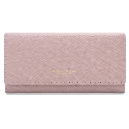 PERFECT FOR YOU 6133-003 Stylish Women Long Wallet Cross Texture PU Leather Purse - Pink - 1