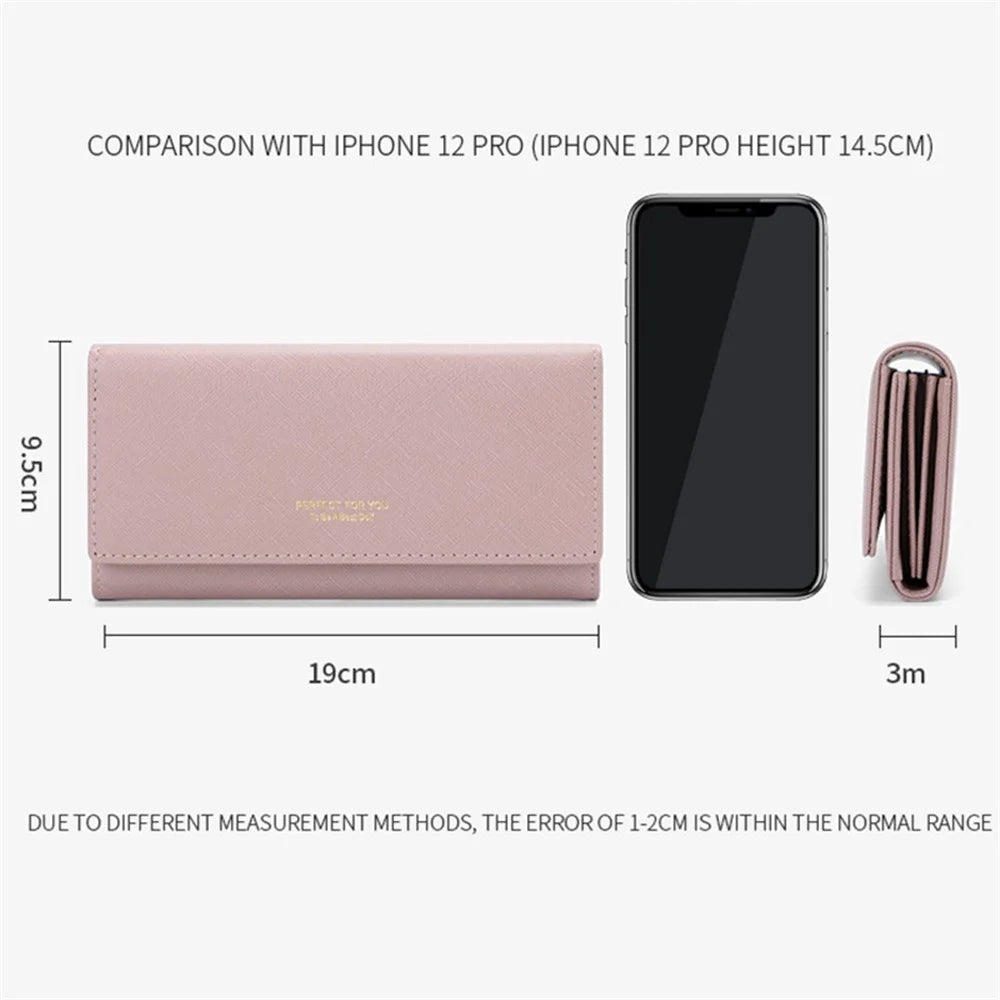 PERFECT FOR YOU 6133-003 Stylish Women Long Wallet Cross Texture PU Leather Purse - Pink - 7