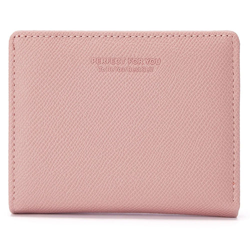 PERFECT FOR YOU 6312-001 PU Leather Women Short Wallet Ultra-thin Bi-fold Coin Purse - Pink - 1