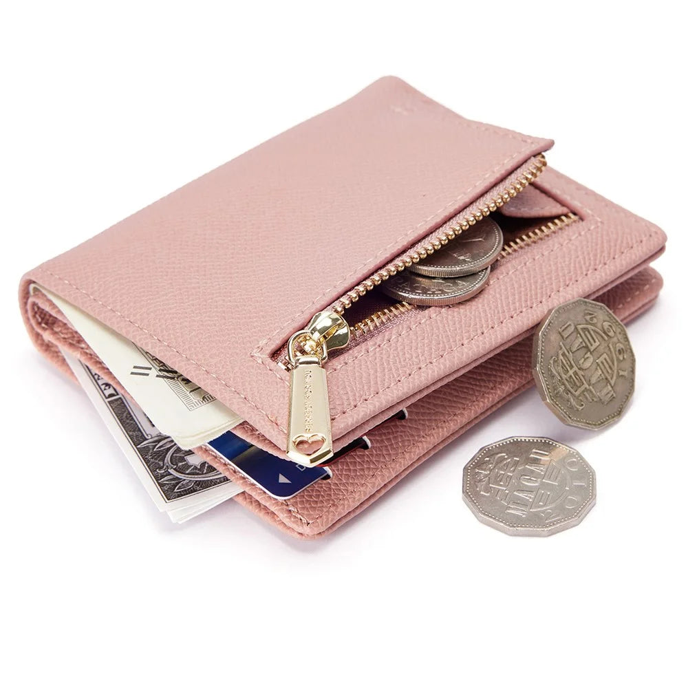PERFECT FOR YOU 6312-001 PU Leather Women Short Wallet Ultra-thin Bi-fold Coin Purse - Pink - 2