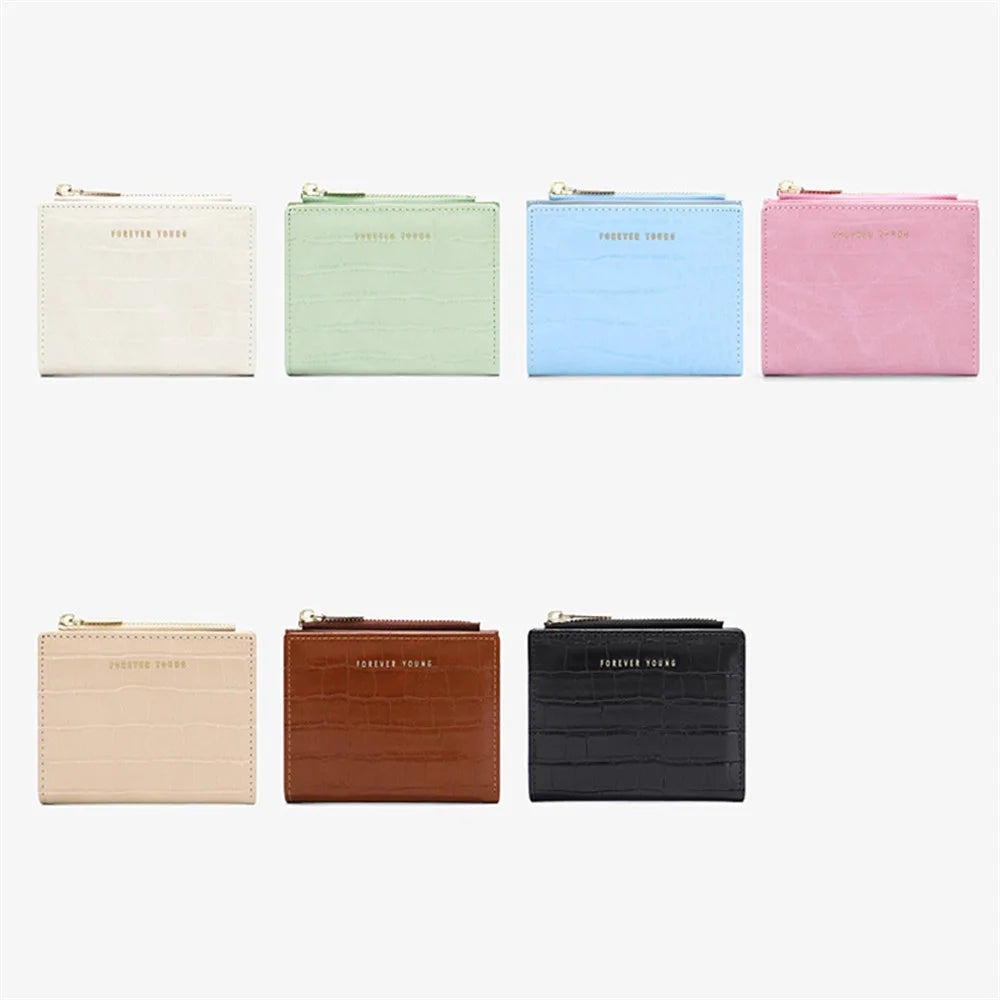 FOREVER YOUNG 8103-002 Stylish Short Wallet PU Leather Women Bi-fold Purse - Apricot - 5