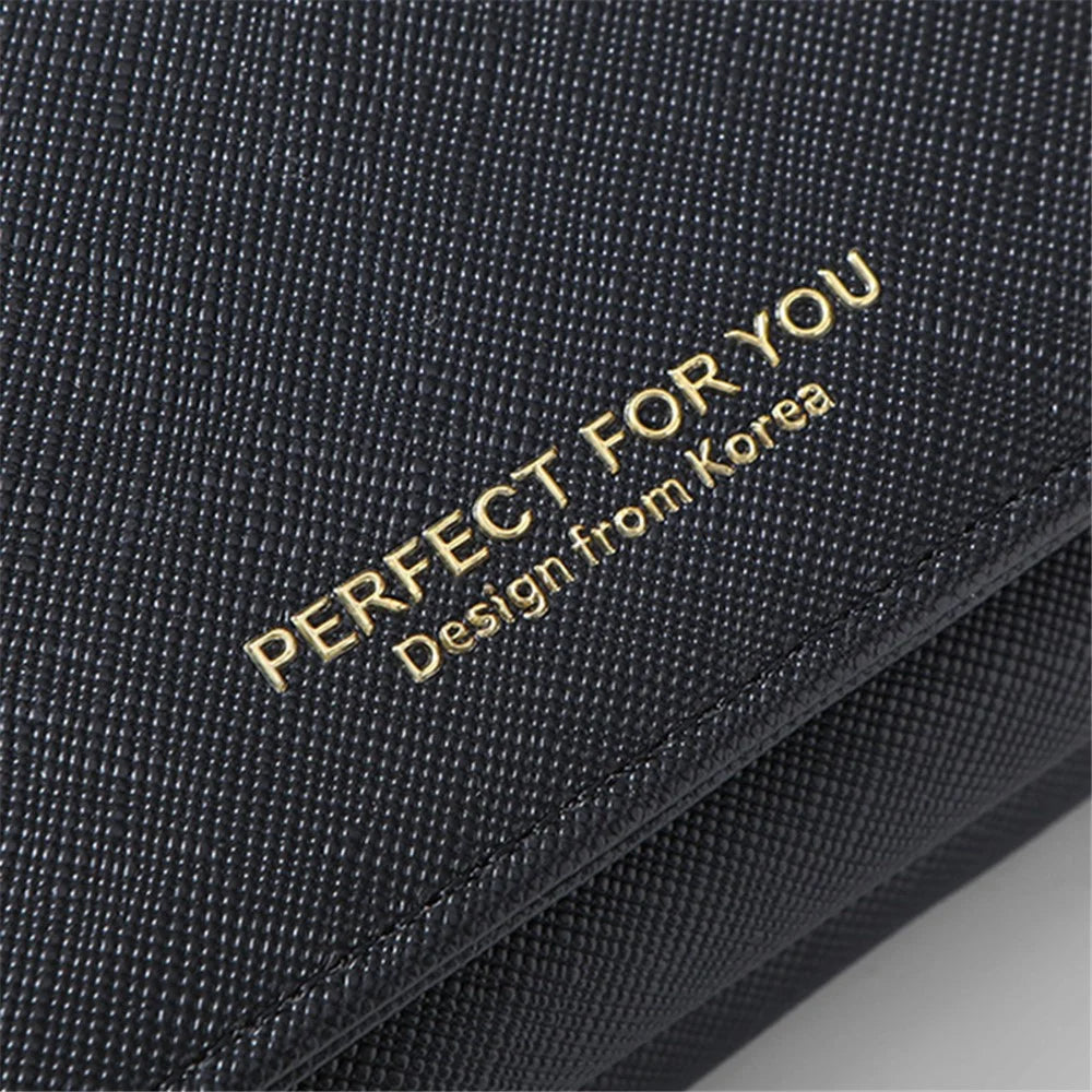 PERFECT FOR YOU HC6905-001 Cross Texture PU Leather Women Short Wallet Zipper Pocket Tri-fold Purse - Grey - 7
