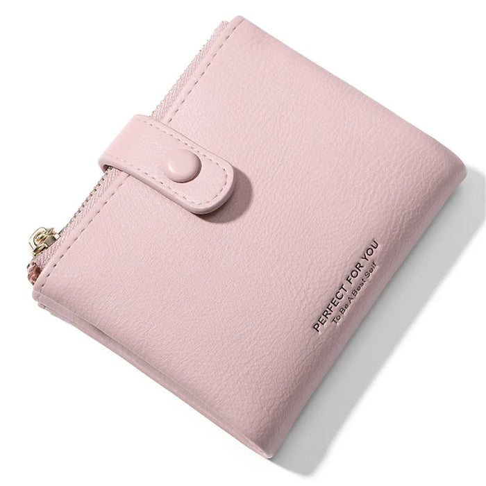 PERFECT FOR YOU 6903-008 Soft Leather Wallet Zipper Cash Storage Pouch Coin Small Change Purse Bag - Pink - 1