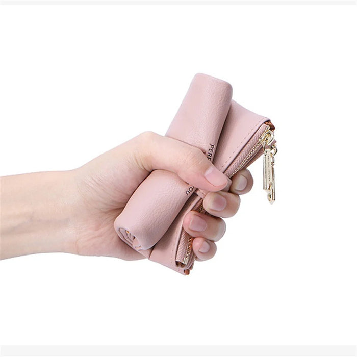 PERFECT FOR YOU 6903-008 Soft Leather Wallet Zipper Cash Storage Pouch Coin Small Change Purse Bag - Pink - 4