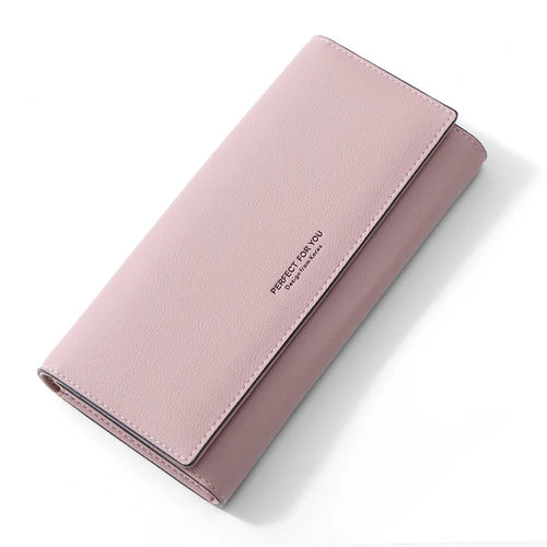 PERFECT FOR YOU G6933-001 Card Holder Long Purse PU Leather Women Wallet Cellphone Holder Clutch - Lotus Pink - 1