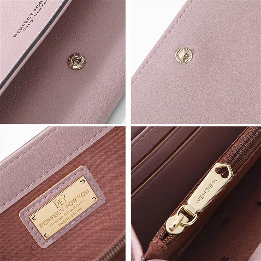 PERFECT FOR YOU G6933-001 Card Holder Long Purse PU Leather Women Wallet Cellphone Holder Clutch - Lotus Pink - 2