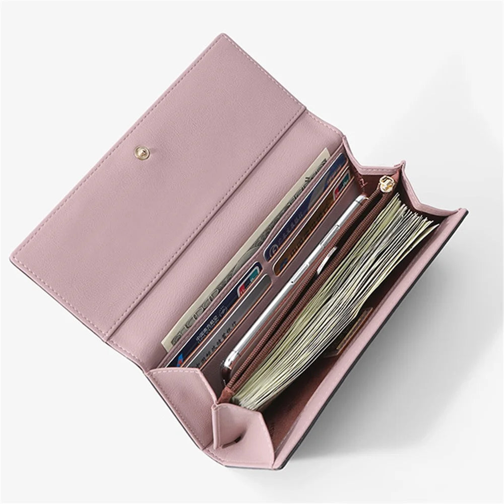 PERFECT FOR YOU G6933-001 Card Holder Long Purse PU Leather Women Wallet Cellphone Holder Clutch - Lotus Pink - 4