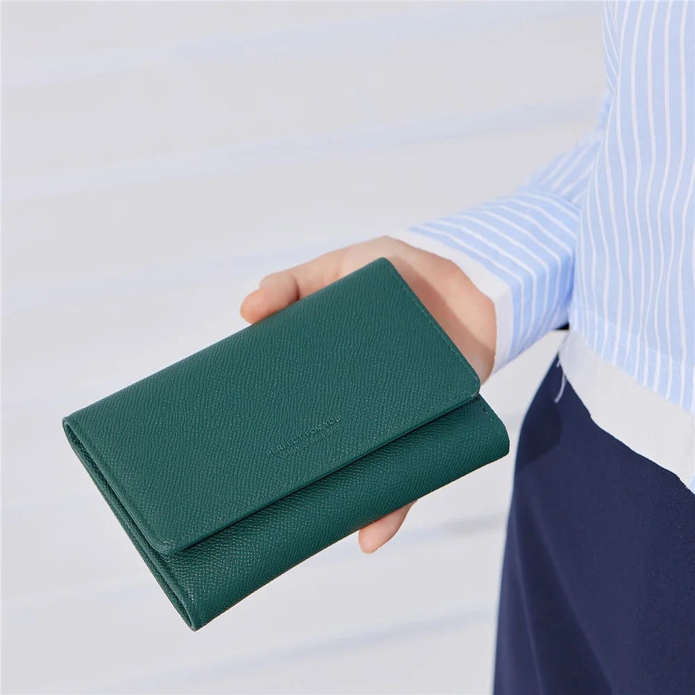 PERFECT FOR YOU 6338-008 Tri-fold Short Wallet PU Leather Women Cards Coins Storage Bag - Pink - 5