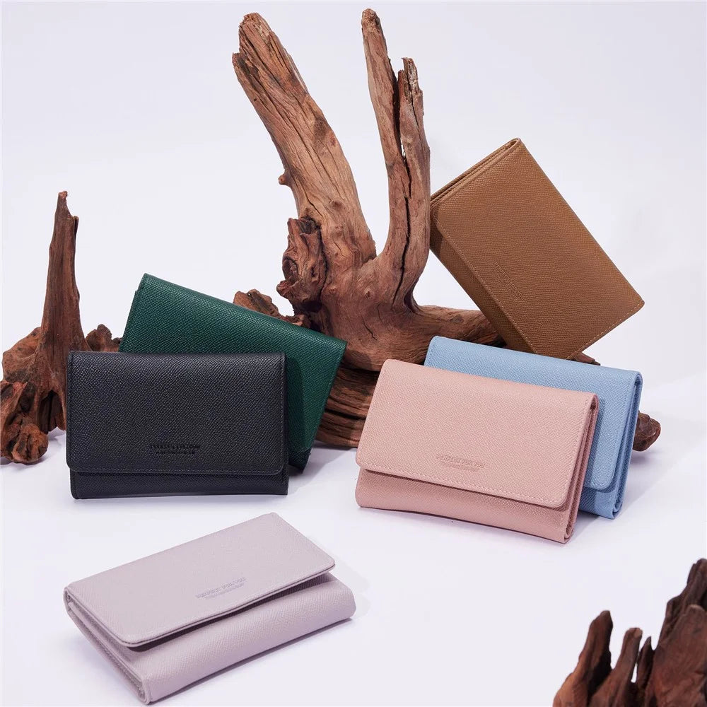 PERFECT FOR YOU 6338-008 Tri-fold Short Wallet PU Leather Women Cards Coins Storage Bag - Pink - 7