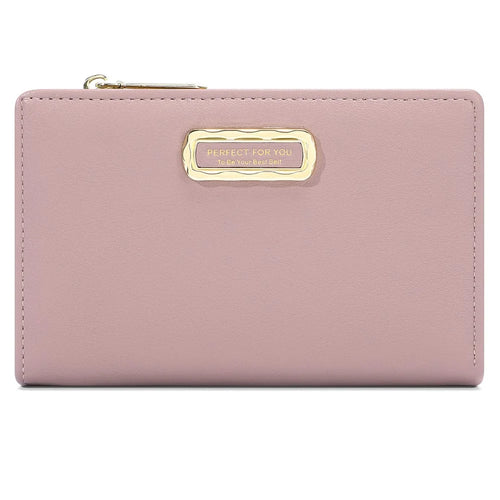 PERFECT FOR YOU 6329-001 Solid Color PU Leather Women Short Wallet Clutch Bag - Pink - 1