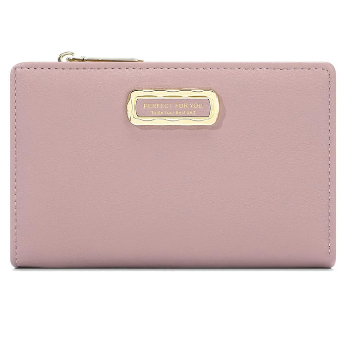 PERFECT FOR YOU 6329-001 Solid Color PU Leather Women Short Wallet Clutch Bag - Pink - 1
