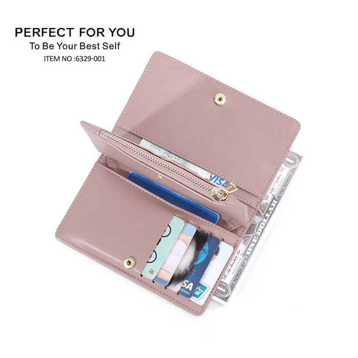 PERFECT FOR YOU 6329-001 Solid Color PU Leather Women Short Wallet Clutch Bag - Pink - 3
