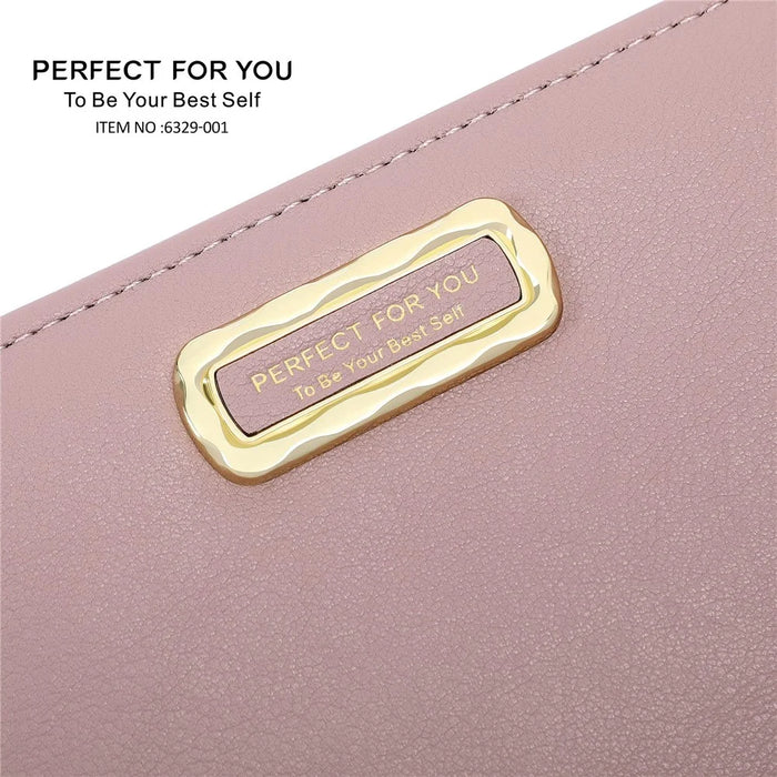 PERFECT FOR YOU 6329-001 Solid Color PU Leather Women Short Wallet Clutch Bag - Pink - 7
