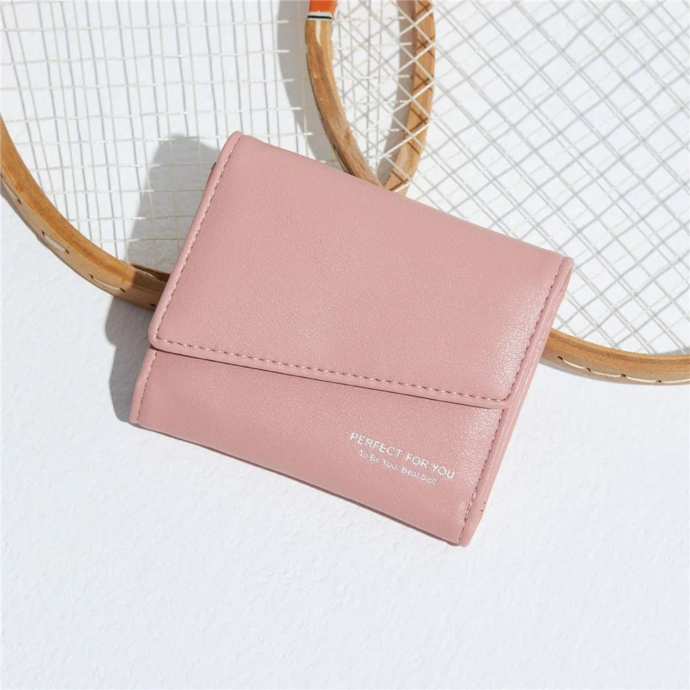 PERFECT FOR YOU 6348-002 PU Leather Short Wallet Women Tri-fold Cards Storage Bag with Zipper Pocket - Wine Red - 2