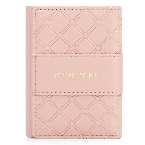 FOREVER YOUNG 8346-018Y Rhombus Grid Design PU Leather Short Wallet Women Folding Purse - Pink - 1