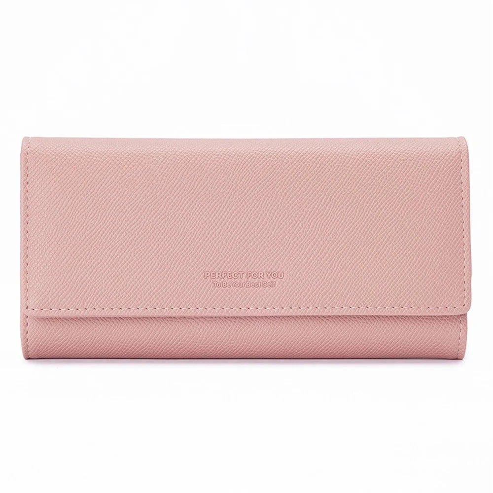 PERFECT FOR YOU 6301-017 Women Long Purse Cards Cash Phone Holder PU Leather Clutch Bag - Pink - 1
