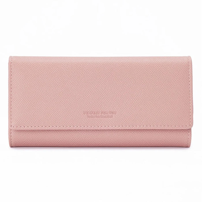 PERFECT FOR YOU 6301-017 Women Long Purse Cards Cash Phone Holder PU Leather Clutch Bag - Pink - 1