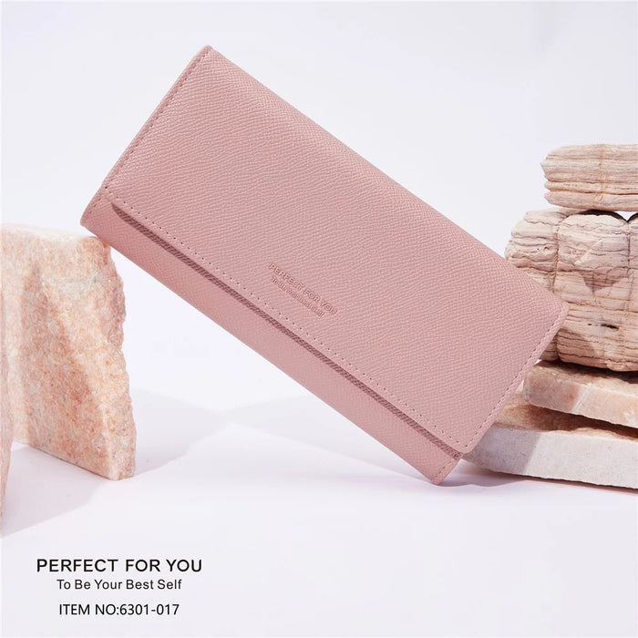 PERFECT FOR YOU 6301-017 Women Long Purse Cards Cash Phone Holder PU Leather Clutch Bag - Pink - 4