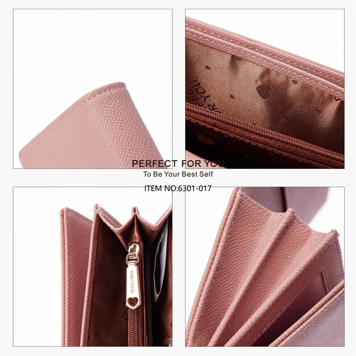 PERFECT FOR YOU 6301-017 Women Long Purse Cards Cash Phone Holder PU Leather Clutch Bag - Pink - 6