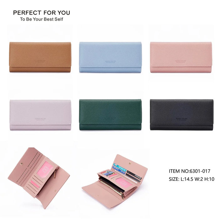 PERFECT FOR YOU 6301-017 Women Long Purse Cards Cash Phone Holder PU Leather Clutch Bag - Pink - 7