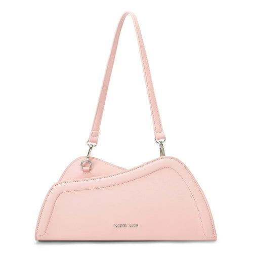 FOREVER YOUNG 8381-001 Irregular Underarm Bag PU Leather Women Crossbody Shoulder Bag - Pink - 1