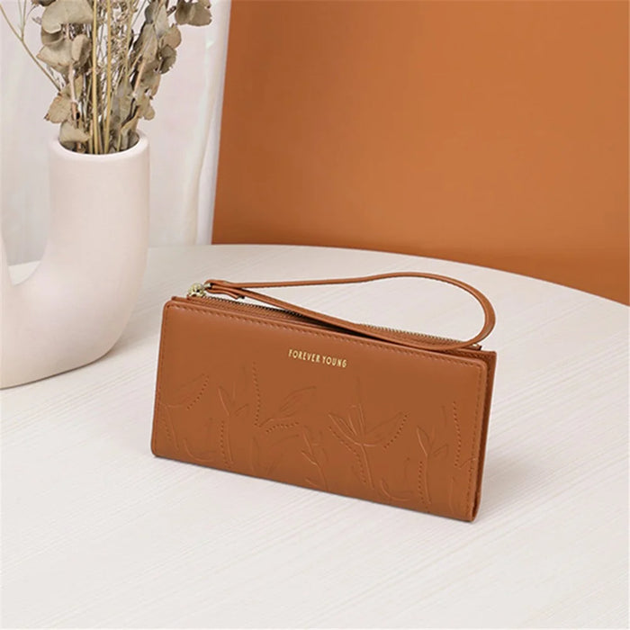 FOREVER YOUNG 8302-007Y Cellphone Purse Long Wallet PU Leather Women Clutch with Wrist Strap - Blue - 2