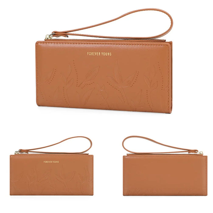 FOREVER YOUNG 8302-007Y Cellphone Purse Long Wallet PU Leather Women Clutch with Wrist Strap - Blue - 4