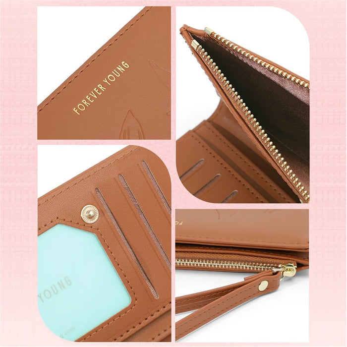 FOREVER YOUNG 8302-007Y Cellphone Purse Long Wallet PU Leather Women Clutch with Wrist Strap - Blue - 5