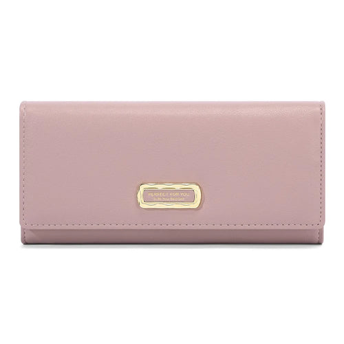 PERFECT FOR YOU 6301-010 PU Leather Cellphone Holder Long Wallet Women Tri-fold Clutch - Pink - 1