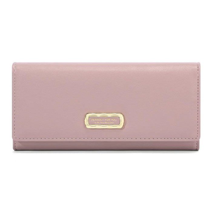 PERFECT FOR YOU 6301-010 PU Leather Cellphone Holder Long Wallet Women Tri-fold Clutch - Pink - 1
